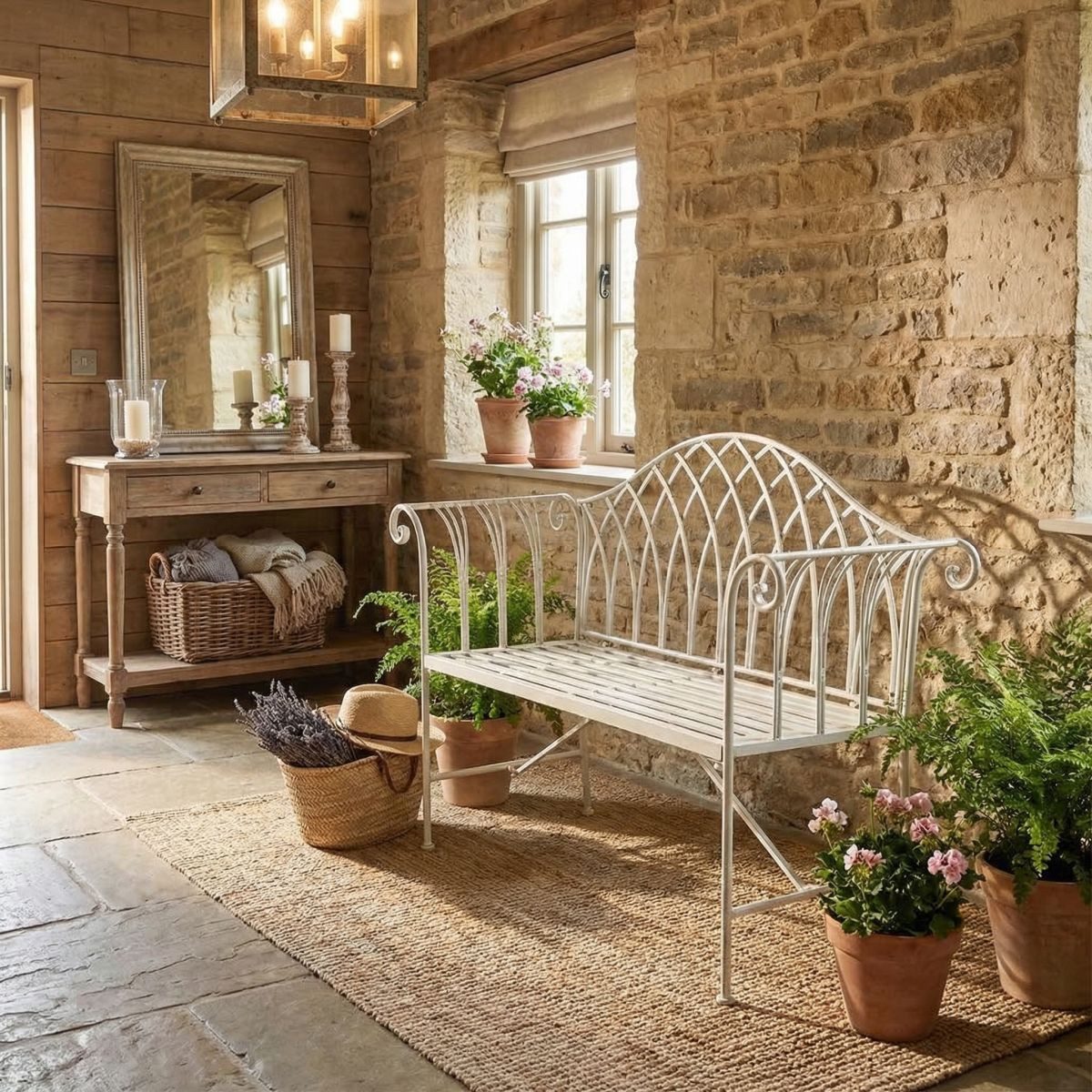 Ambiente Haus Gartenbank Whitby Gartenbank in Antikweiß (1-St)
