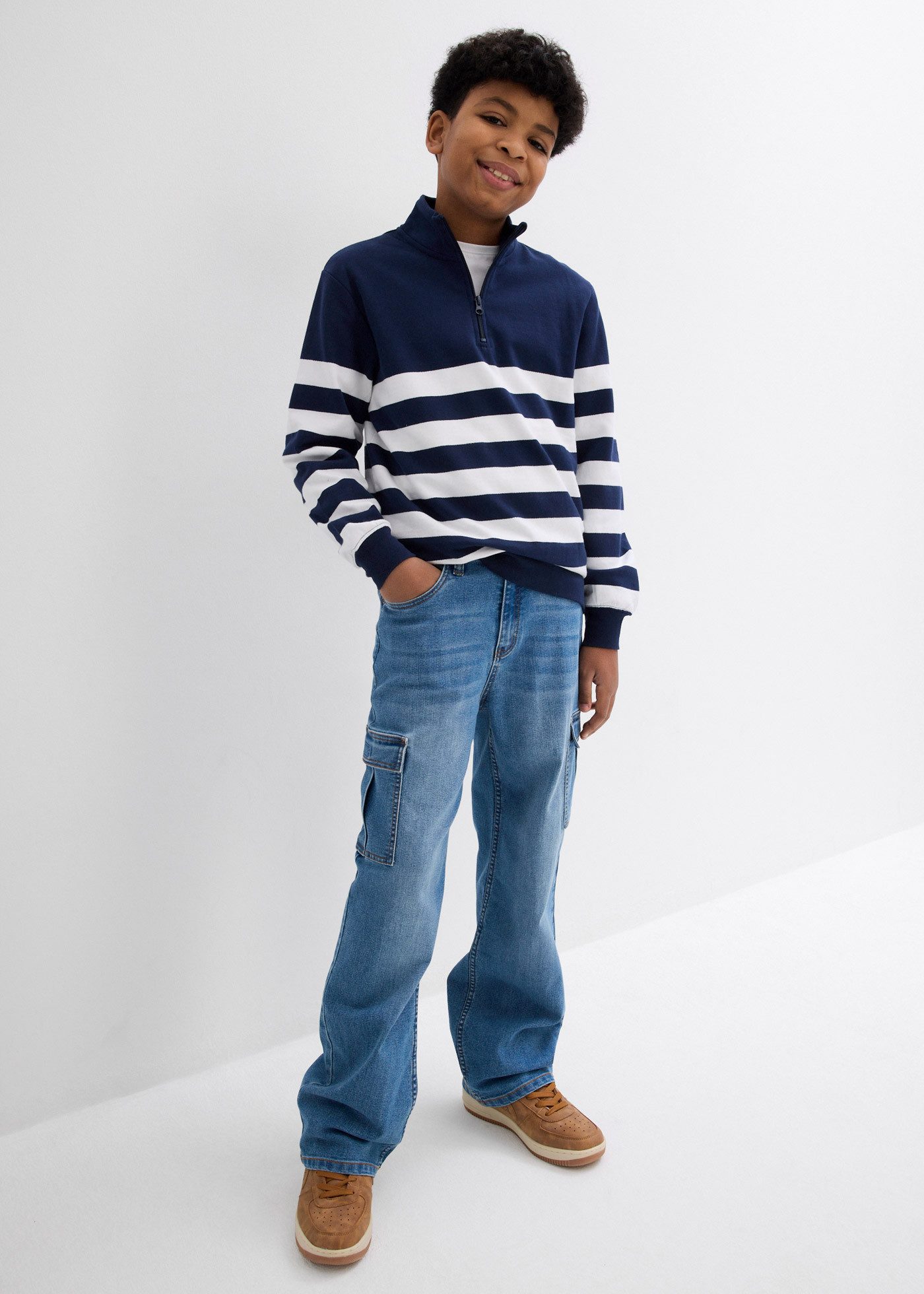 bonprix Loose-fit-Jeans Baggy-Schnitt, mit sechs Taschen, aus Baumwolle mit Elasthan