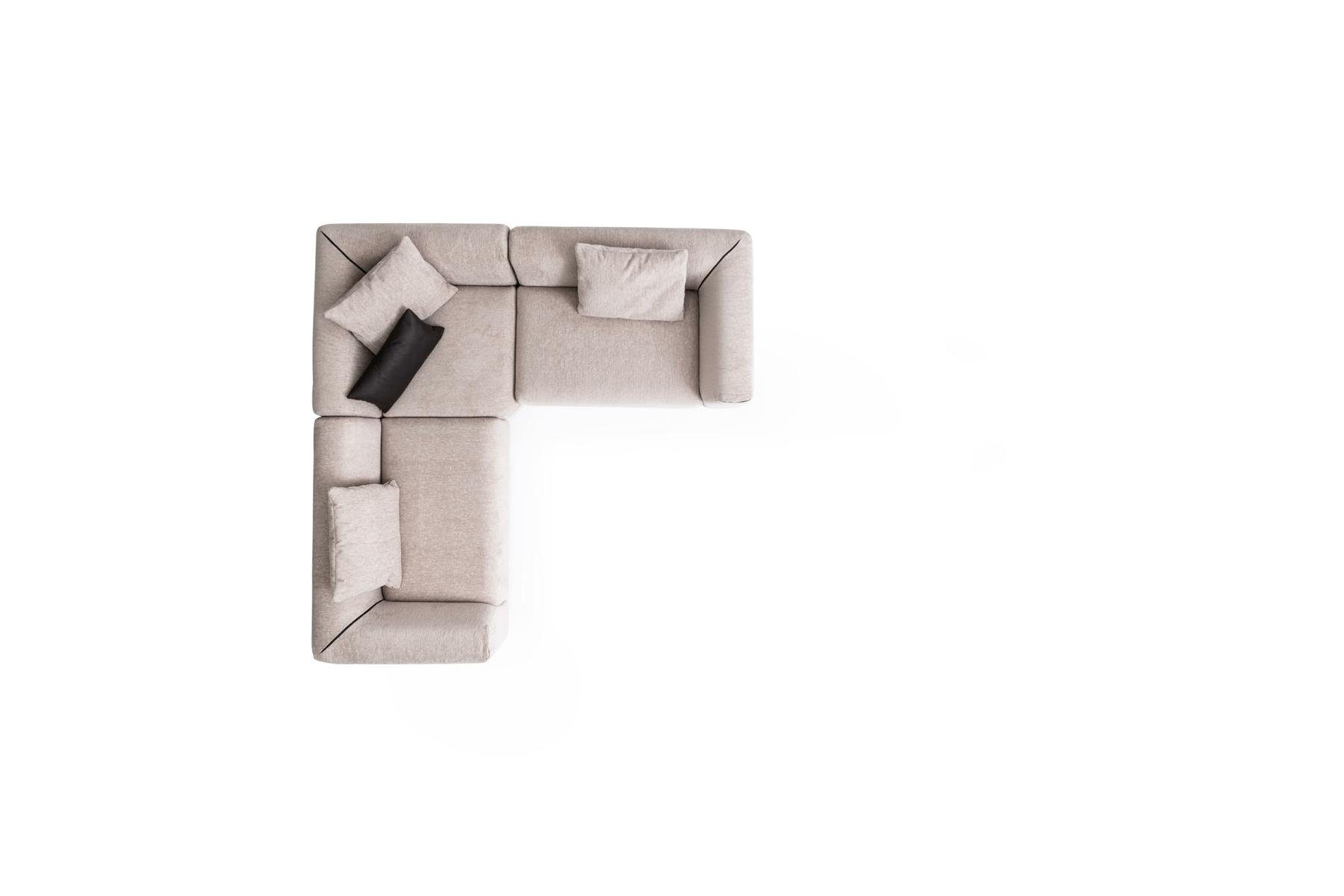 JVmoebel Ecksofa Beige Ecksofa L-Form Wohnlandschaft Eckcouch Moderne, 3 Teile, Made in Europe