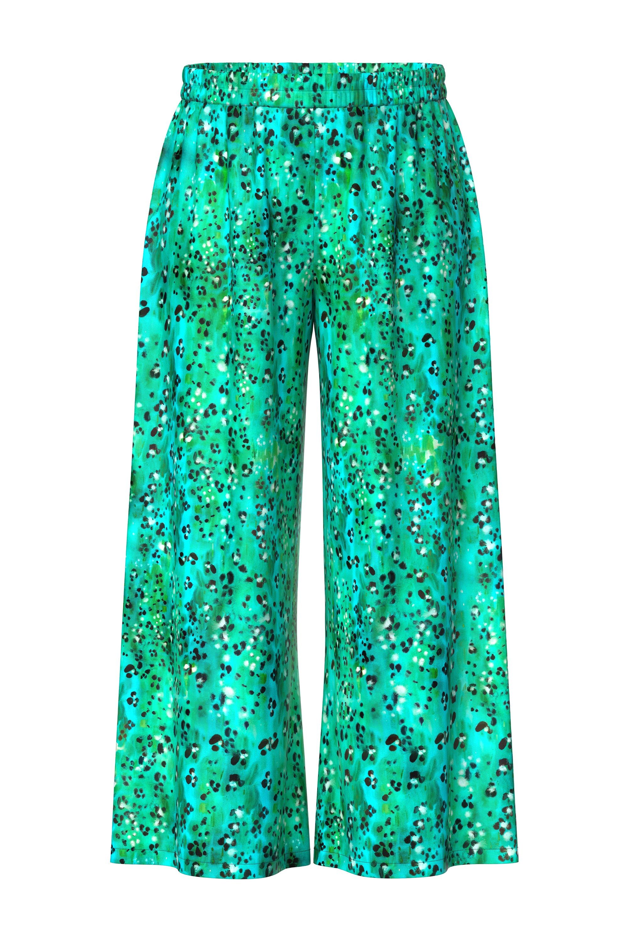 Ulla Popken Funktionshose Palazzohose Animalmuster weites Bein Elastikbund günstig online kaufen