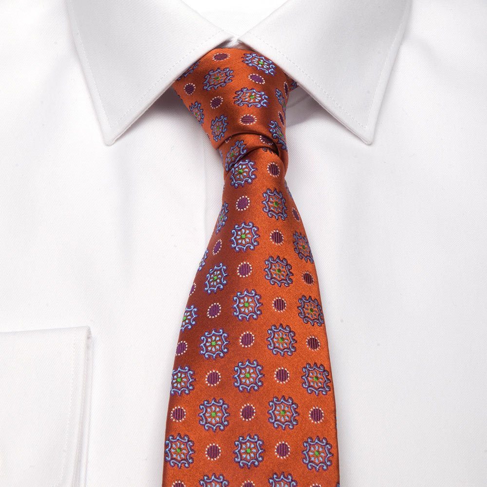 geometrischem BGENTS Muster Breit mit Krawatte (8cm) Seiden-Jacquard Krawatte Orange