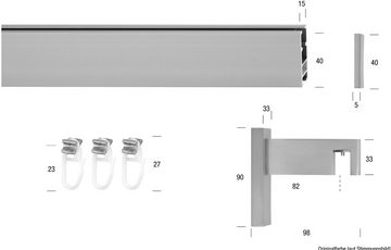 Innenlaufschiene FLAT, GARESA, 1-läufig, Wunschmaßlänge, verschraubt, Aluminium, Rechteckprofil, Wandmontage, perfekter Lauf, modern, verlängerbar