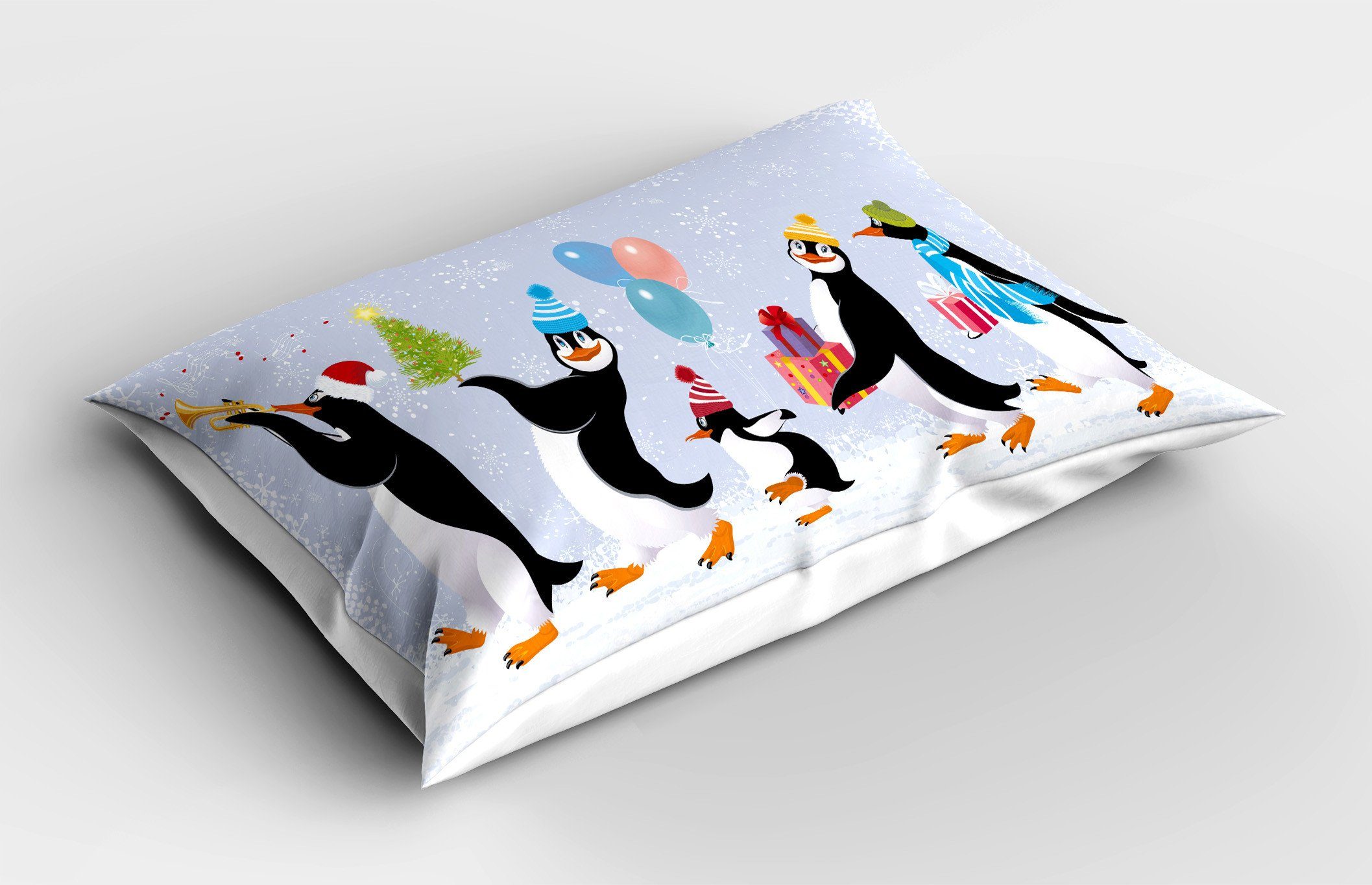 Kissenbezüge Dekorativer Standard (1 Gedruckter Stück), Kissenbezug, Weihnachten Penguins King Caps in Abakuhaus Size
