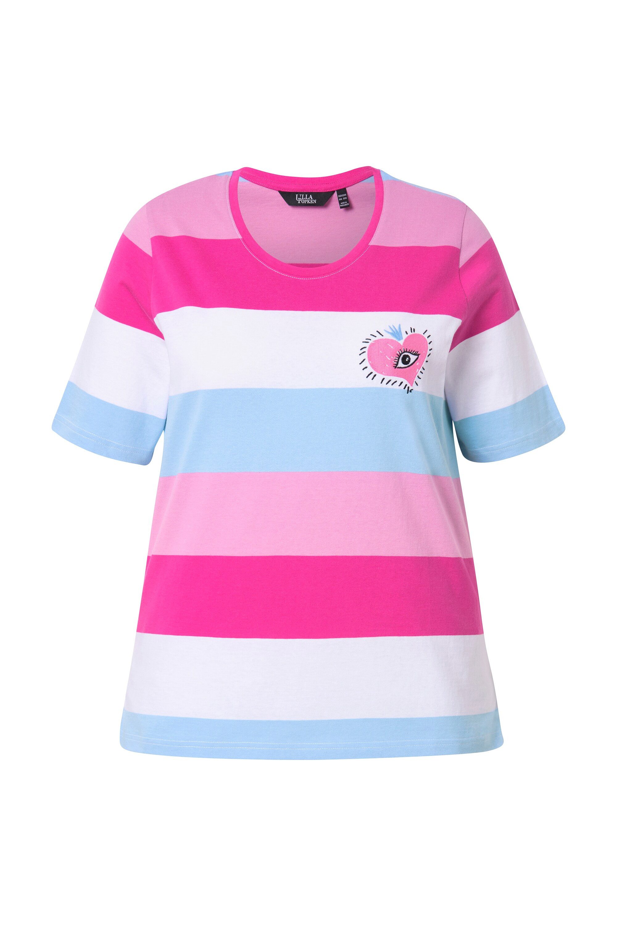 Ulla Popken T-Shirt T-Shirt Ringel Herz-Stickerei günstig online kaufen