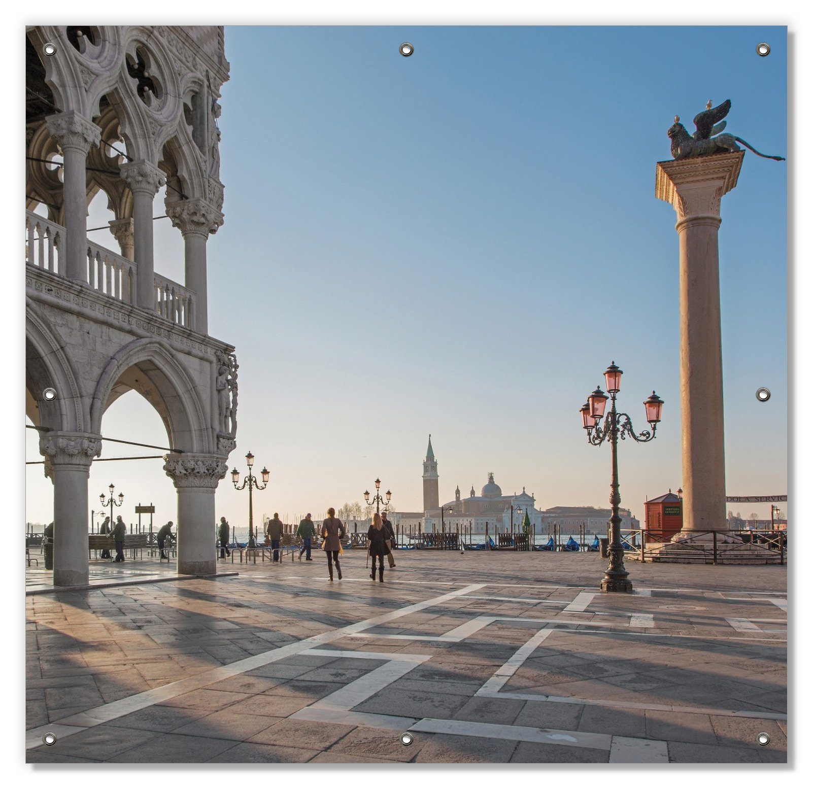 Sonnenschutz Venedig - Dogenpalast, Markusplatz und San Giorgio Maggiore I, Wallario, blickdicht, mit Saugnäpfen, wiederablösbar und wiederverwendbar