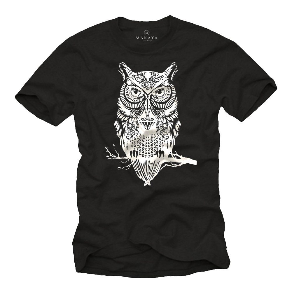 MAKAYA Print-Shirt mit Eule Herren Lustige günstig online kaufen