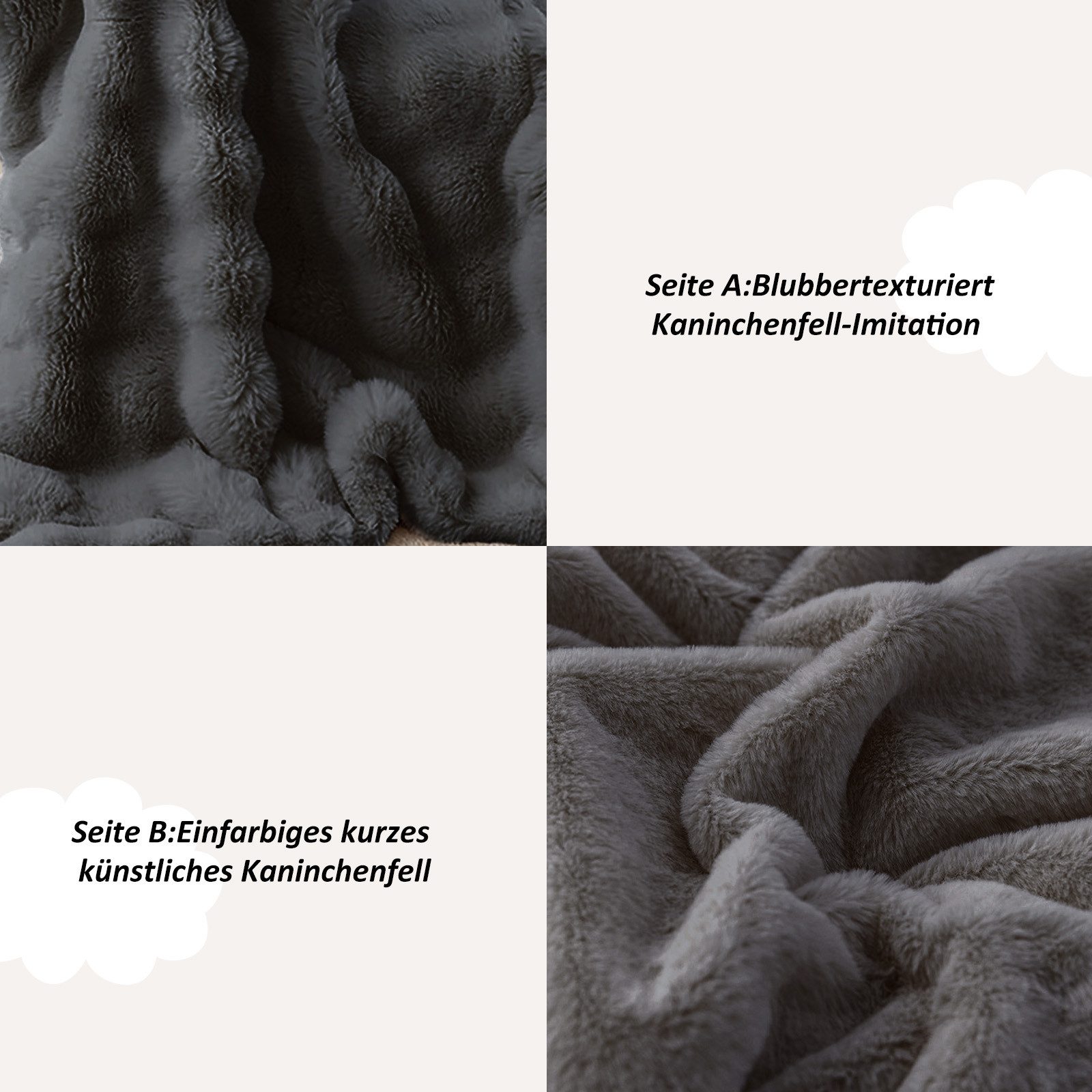 Wohndecke Bubble Decke Kuscheldecke Flauschig Warme Sofadecke Couchdecke, CALIYO, Für Den Winter, Kunstfelldecke,Weiche Wohn- & Kuscheldecken – Bild 5 von 5