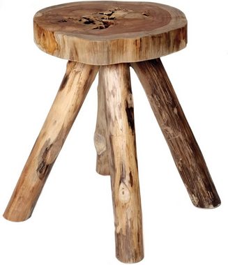 Brillibrum Hocker Sitzhocker Beistelltisch Teakholz Holz massiv Couchtisch Nachttisch Wurzelholz Tisch