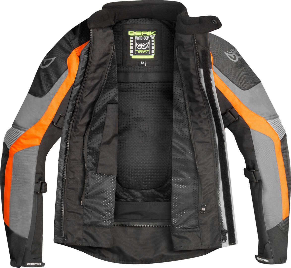 Black/Grey/Orange Motorradjacke Safari Berik Motorrad 3in1 wasserdichte Textiljacke