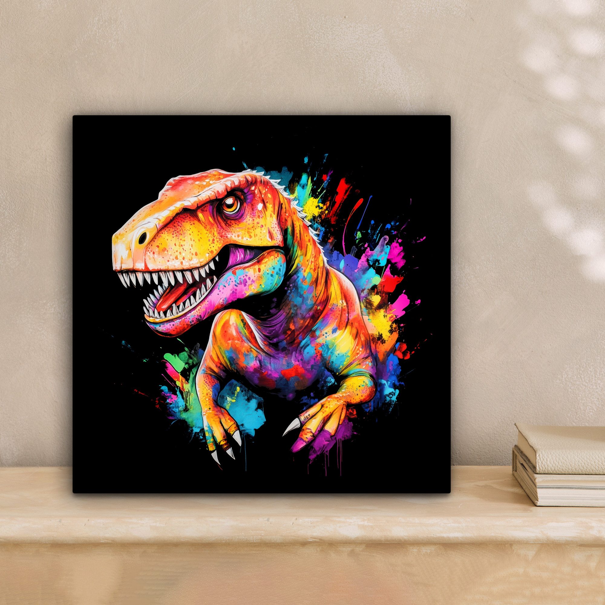 OneMillionCanvasses® Leinwandbild Graffiti - Dinosaurier - Jungen - Farbenf günstig online kaufen