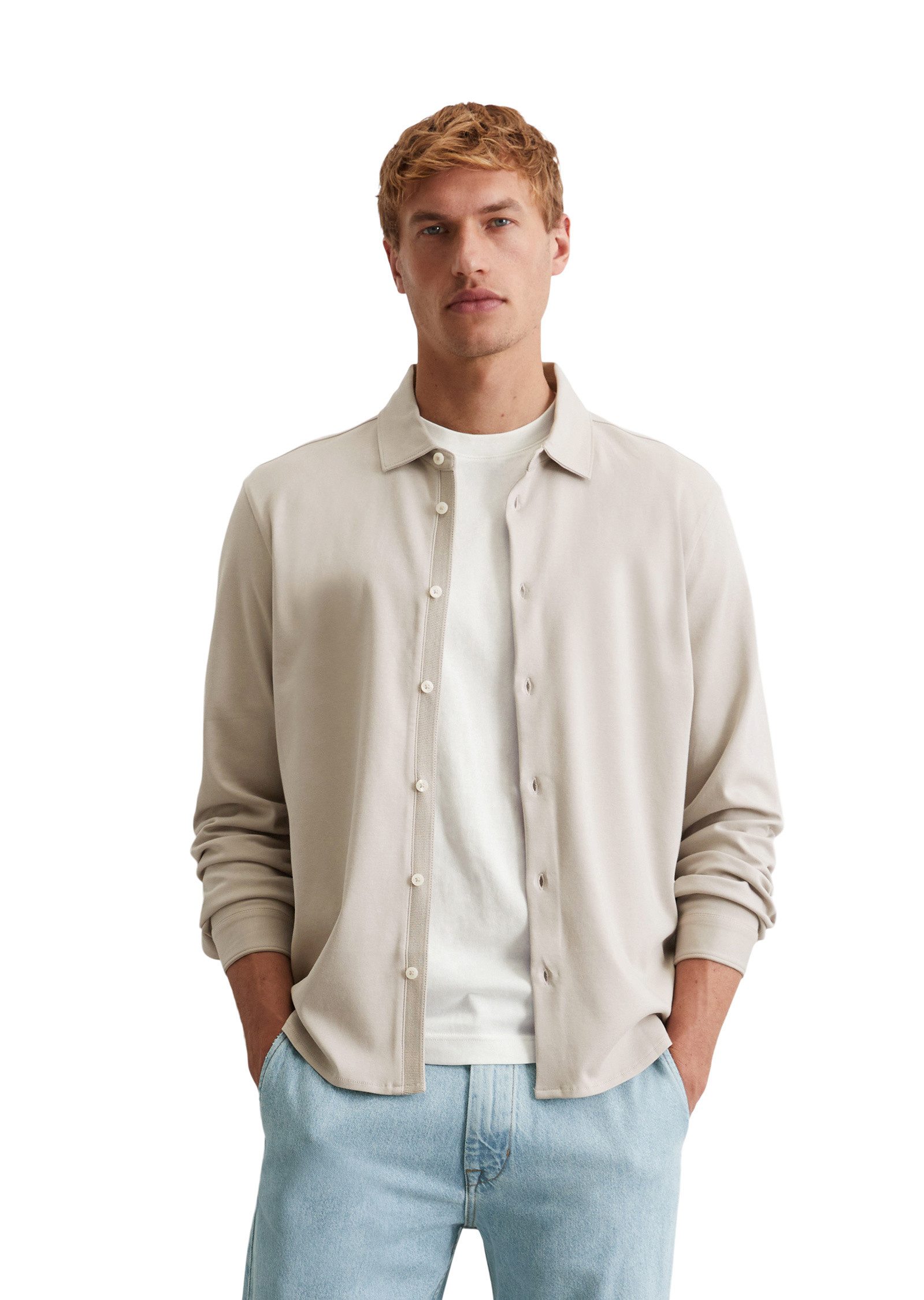 Marc O'Polo Langarm-Poloshirt aus weicher Bio-Baumwolle günstig online kaufen