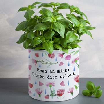 Mr. & Mrs. Panda Blumentopf Memo an Mich Liebe dich selbst - Weiß - Geschenk, Sommer Deko, Outdo (1 St), Design mit Herz