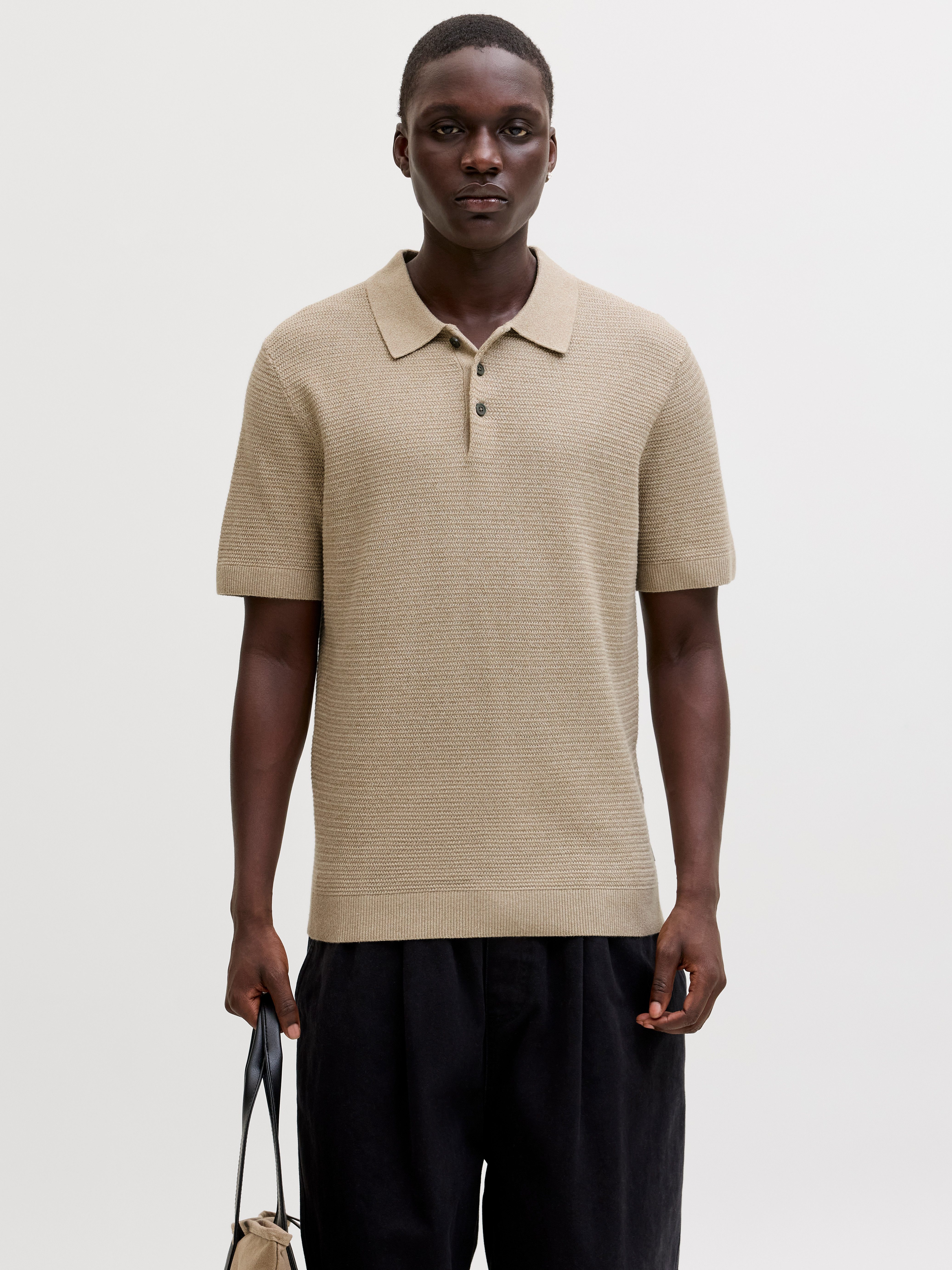 Jack & Jones Polokragenpullover JPRBLURILEY KNIT POLO SS SN Baumwolle, regular fit