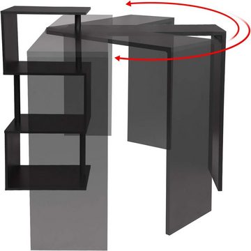 Woltu Bartisch (1-St), Stehtisch mit 3 Ablageflächen, aus Metall & MDF