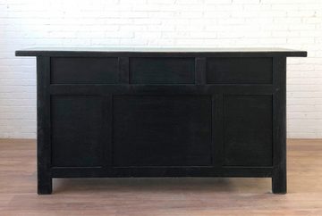 OPIUM OUTLET Kommode Asiatischer Schrank orientalisches Sideboard Möbel, schwarz-beige, chinesisch, Breite 170 cm, Höhe 85 cm, Tiefe 45 cm, Vintage Kommode Anrichte Buffet, Hochzeitsschrank komplett montiert, Wohnzimmer Schlafzimmer Esszimmer Diele Flur