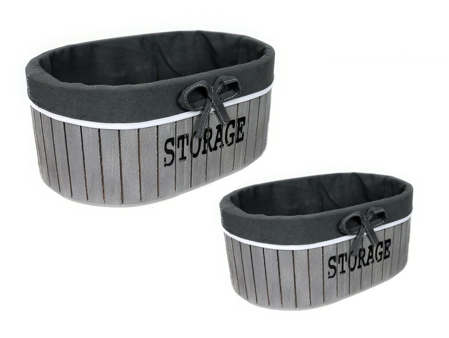 Yudu Aufbewahrungskorb 2tlg. Set Korb Regalkorb Kiste ohne Deckel mit Bezug oval