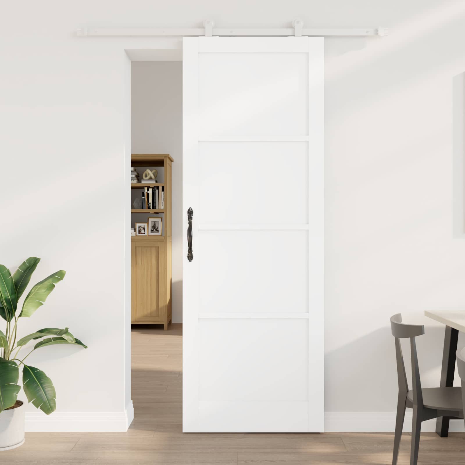 vidaXL Haustür Schiebetür Weiß 83 x 232 cm Massives Kiefernholz (1-St)