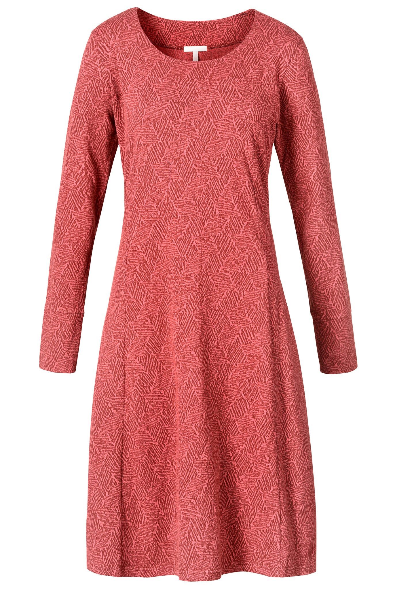 Jerseykleid Feines Kleid Damen langarm mit Jacquard-Muster aus Bio-Baumwolle