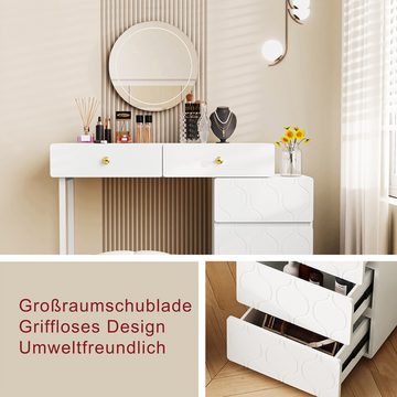 OKWISH Schminktisch Mit 5 Schubladen, ohne Spiegel und Hocker, 90x40x74cm