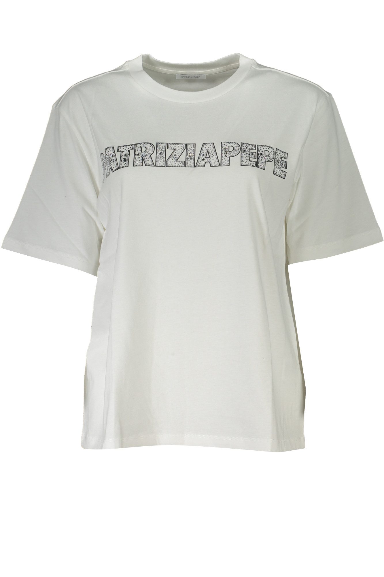 Patrizia Pepe T-Shirt Weißes Damen Kurzarm-T-Shirt mit Strass
