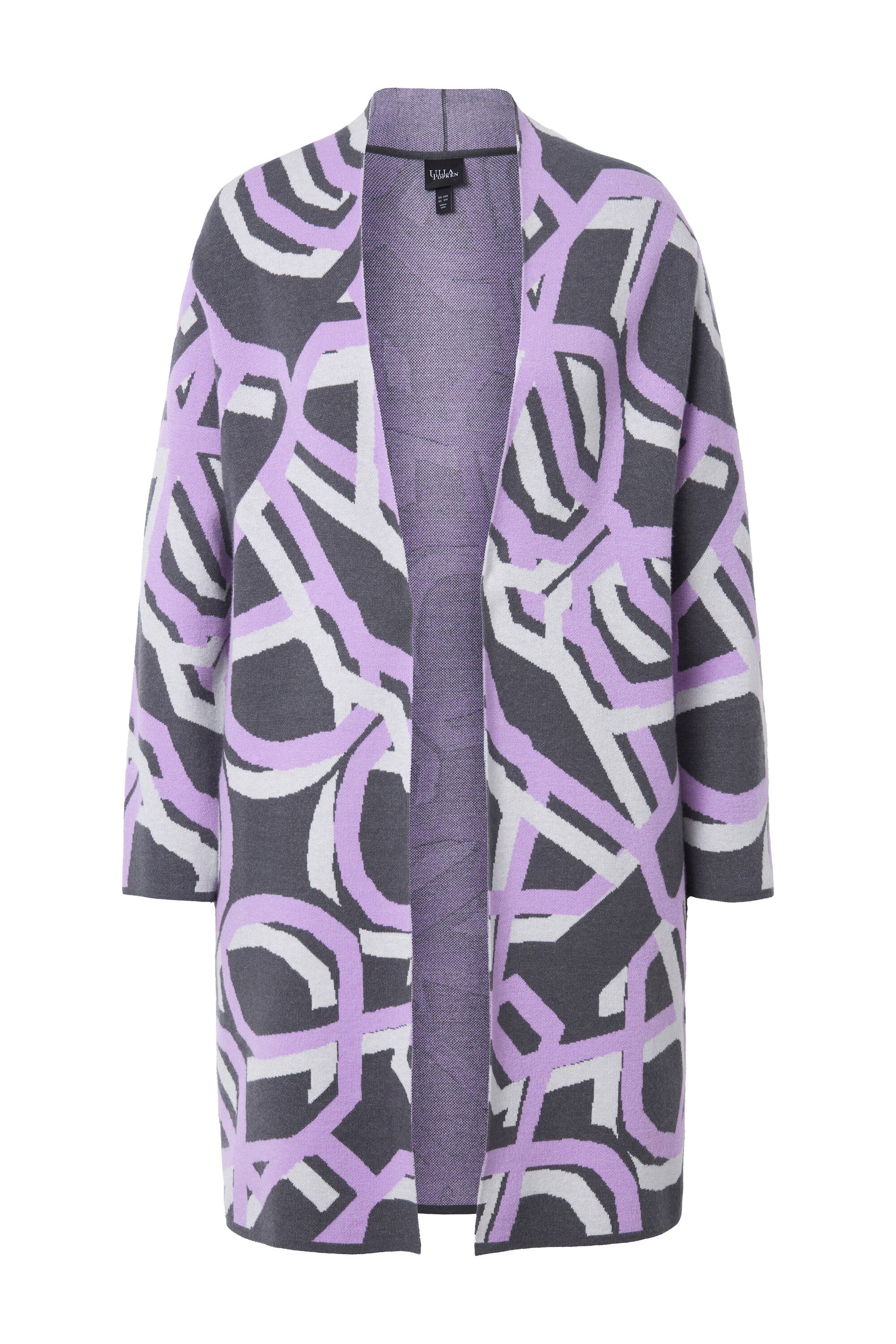 Ulla Popken Strickjacke Long-Strickjacke grafisches Muster günstig online kaufen