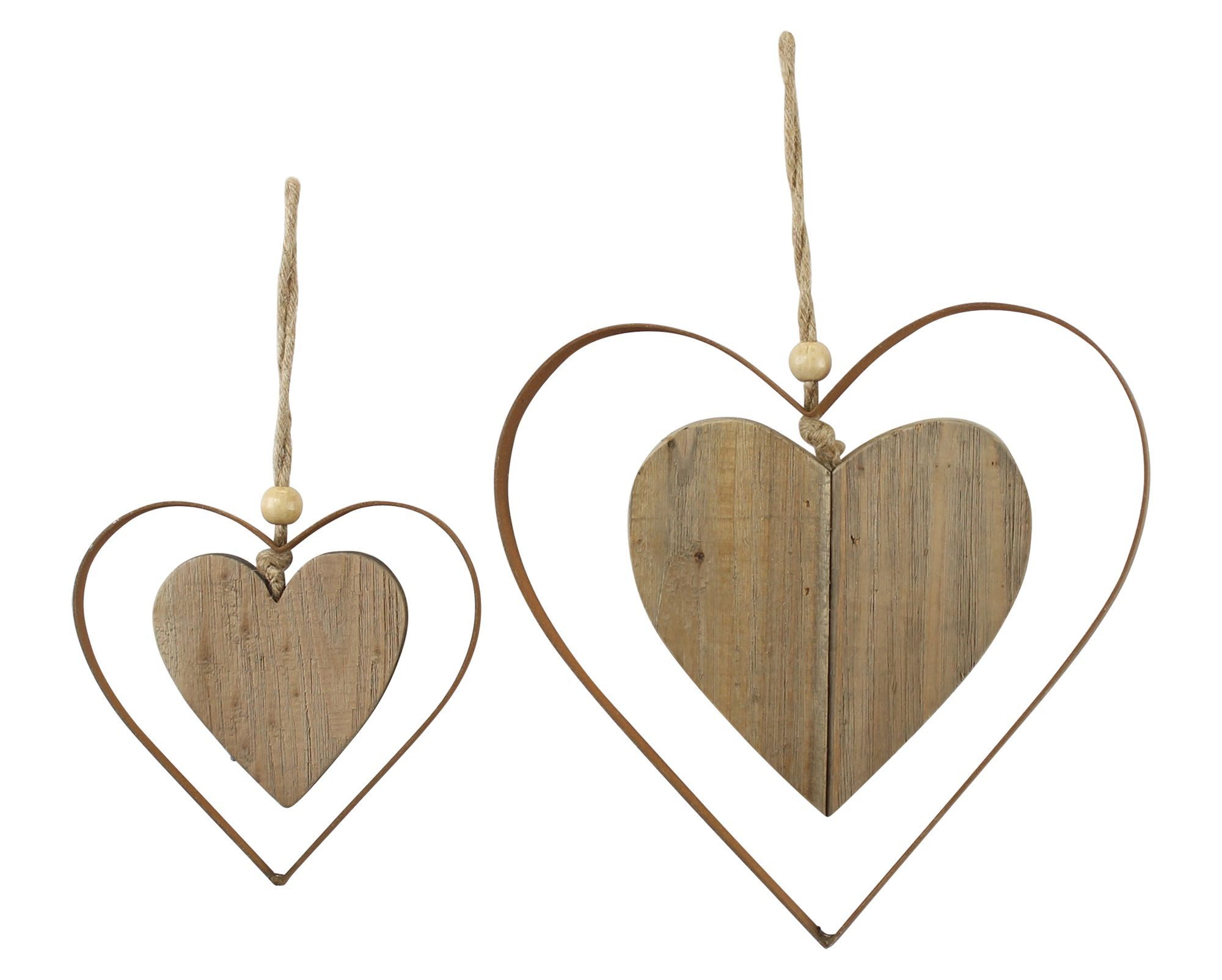 Dekoleidenschaft Dekohänger "Herz in Herz" aus Metall in Rost-Optik & Treib günstig online kaufen