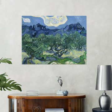 Posterlounge Wandfolie Vincent van Gogh, Olivenbäume mit den Alpen im Hintergrund, Wohnzimmer Malerei
