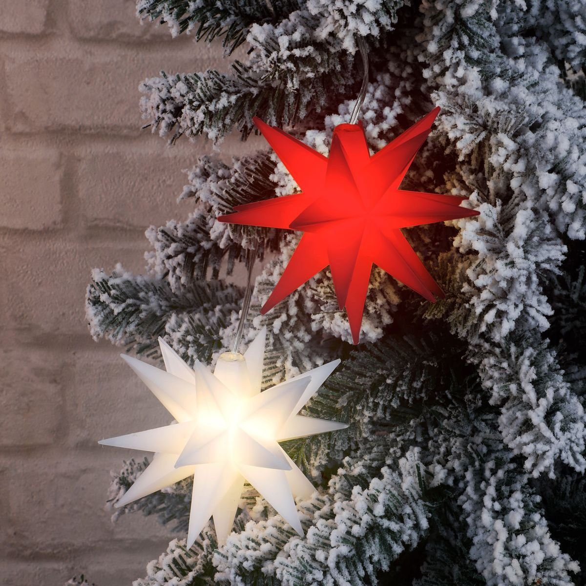 bonsport LED Stern 3D LED Weihnachtsstern für den Innen und Außenbereich, 12 cm