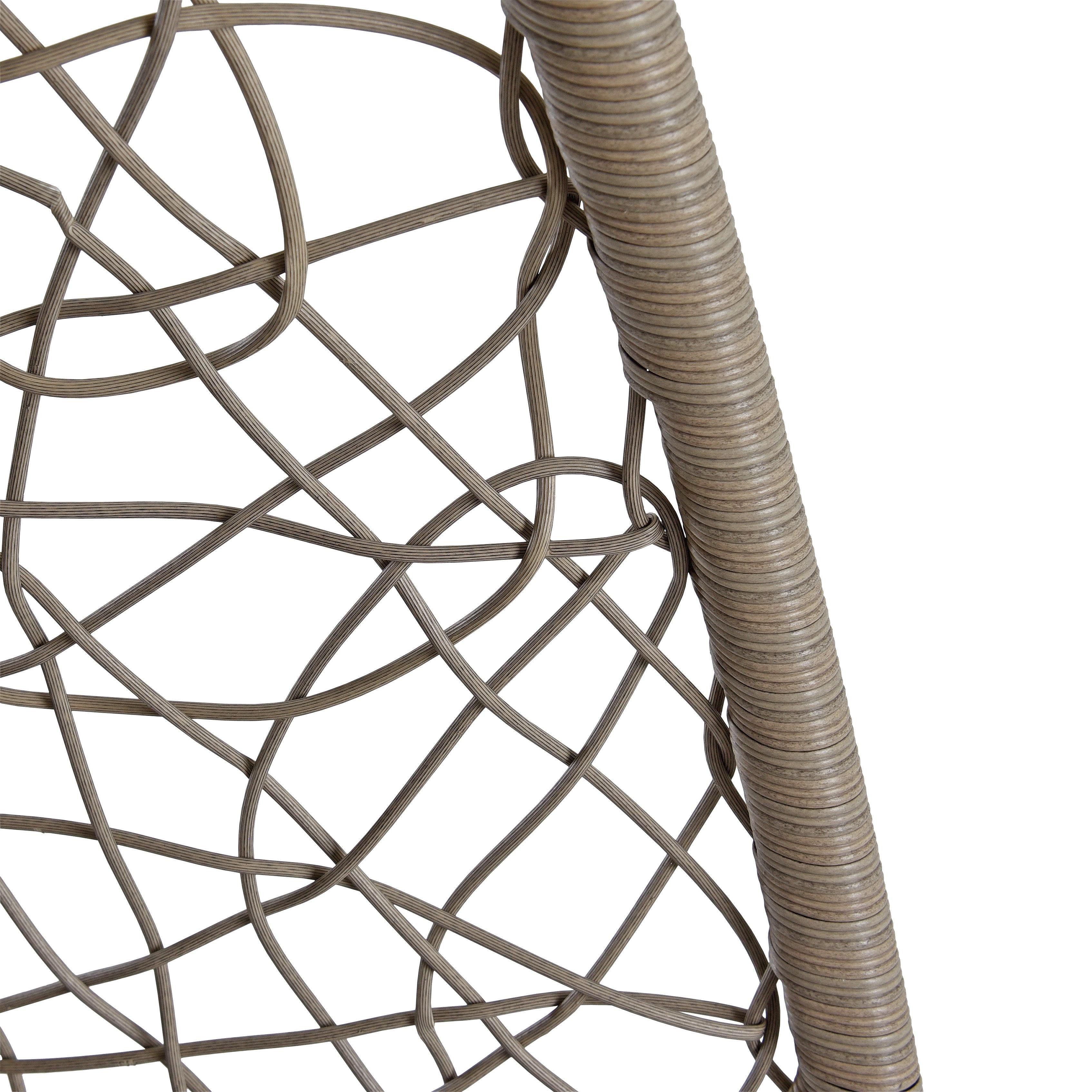 ESTEXO Hängesessel mit Gestell Polyrattan Hängekorb Rattan Hängestuhl Beige / Grau