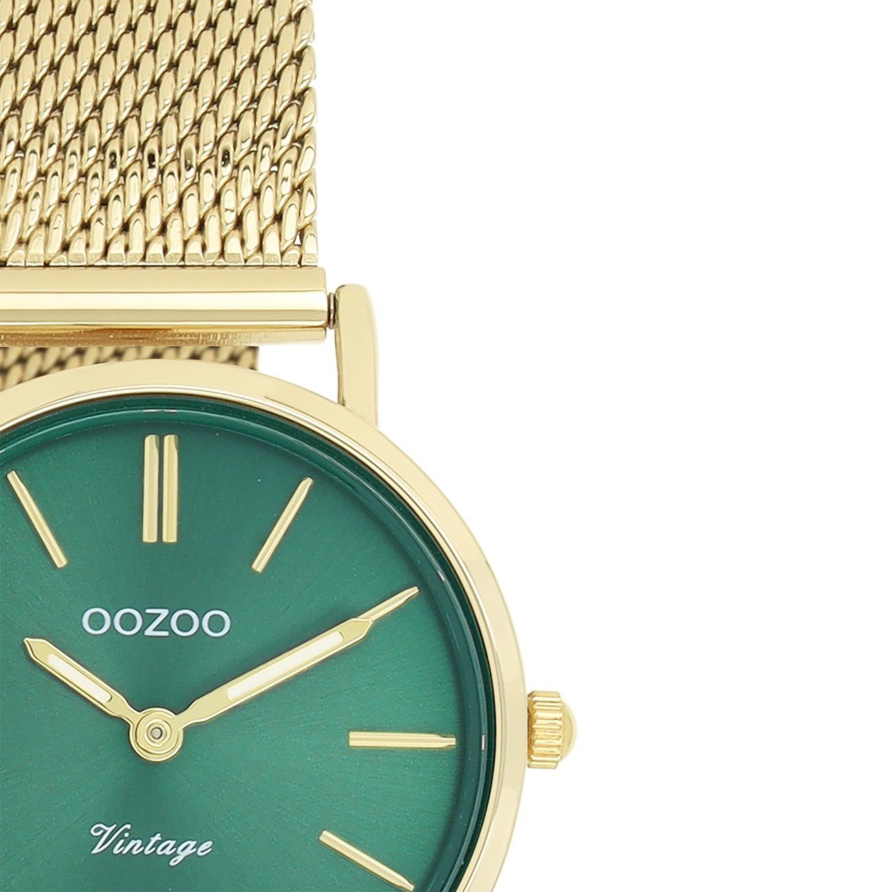 OOZOO Quarzuhr Oozoo Damen Armbanduhr Vintage Series, (Analoguhr), Damenuhr rund, klein (ca. 28mm) Metall, Mesharmband, Casual-Style