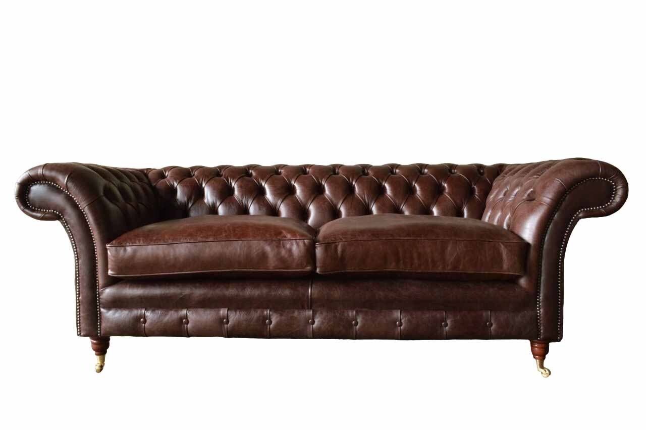 Sofa Chesterfield Luxus Dreisitzer Made in Couch Wohnzimmer Europe JVmoebel Möbel, Braunes Sofa