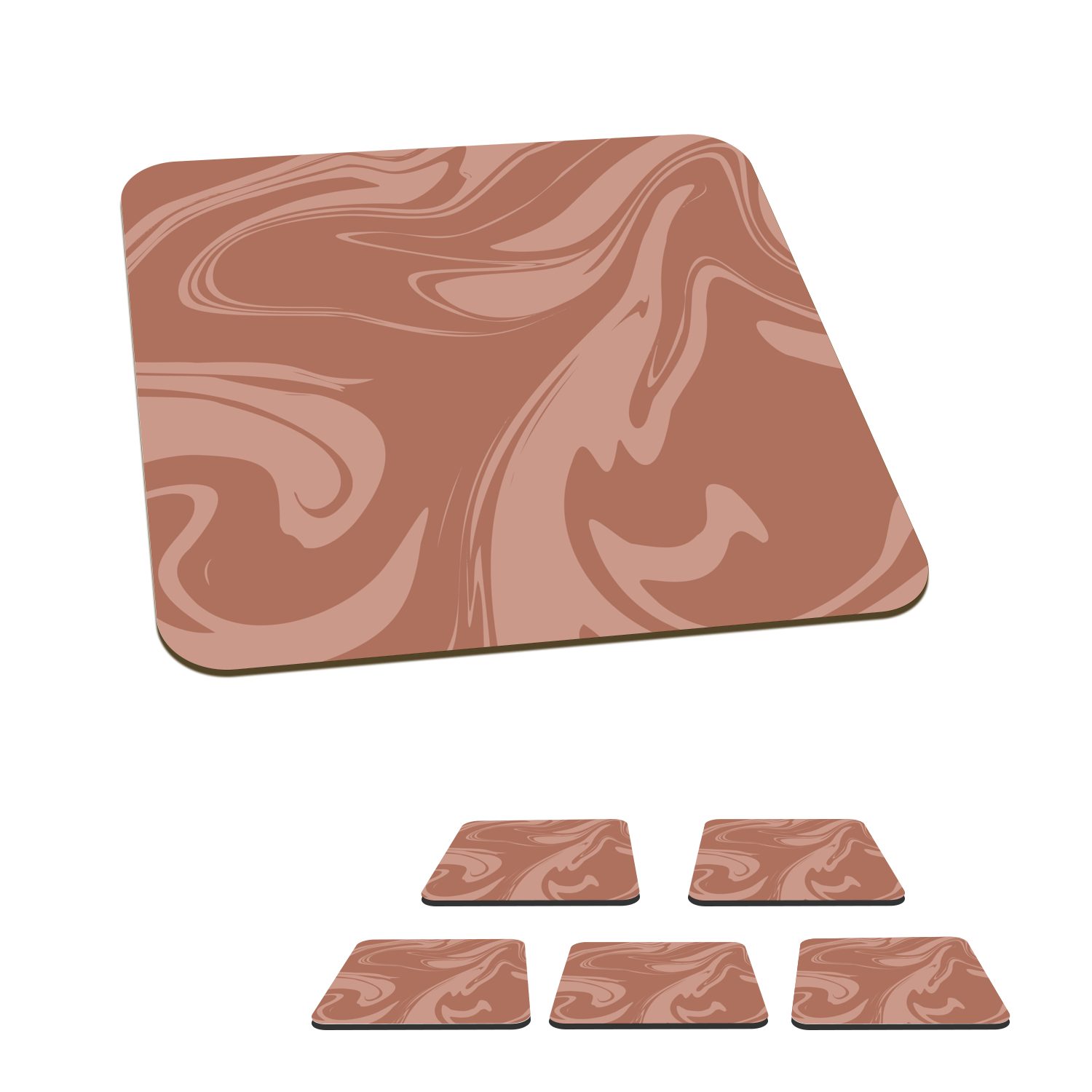 MuchoWow Glasuntersetzer Marmor - Schokolade - Muster, Zubehör für Gläser, 6-tlg., Glasuntersetzer, Tischuntersetzer, Korkuntersetzer, Untersetzer, Tasse