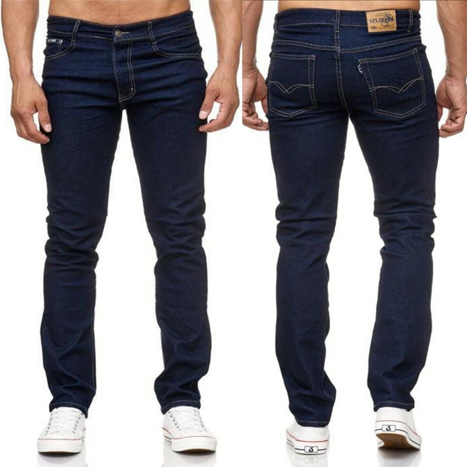 iKENNAS 5-Pocket-Jeans Herren Jeanshose Übergröße Straight-Regular Fit