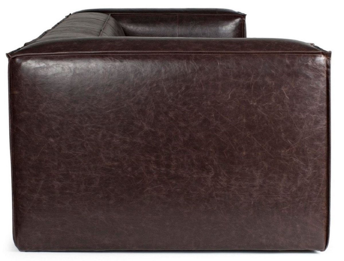 Casa Padrino Chesterfield-Sofa Casa H. 224 cm Sofa Kunstleder Einrichtung Möbel Sofa Möbel Luxus - Luxus Padrino - Wohnzimmer x Luxus - 99 67,5 - Möbel Kunstleder - Wohnzimmer Dunkelbraun x