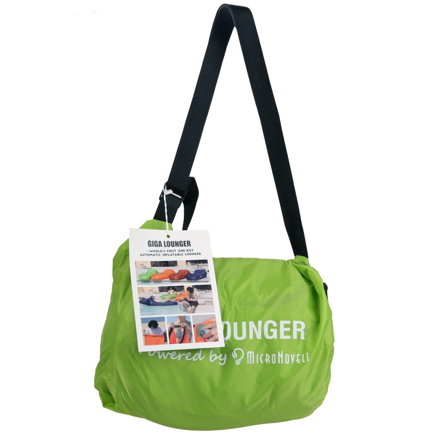 aerogogo Luftmatratze Giga Lounger Selbstaufblasende Luftmatratze Grün, mit Akku Pumpe Luftbett aufblasbar für Garten Camping See Strand