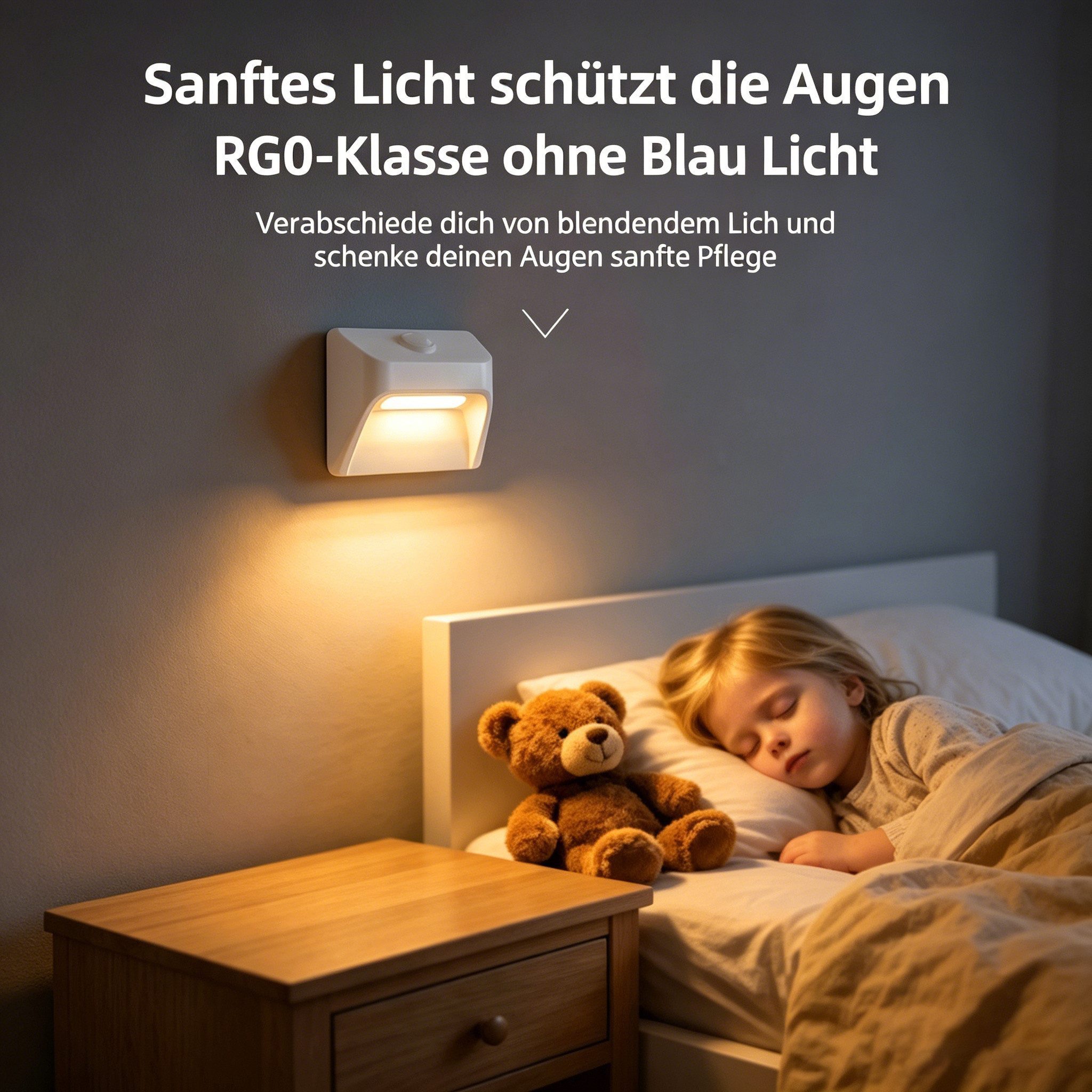 Fyrove Nachttischlampe LED Nachtlicht Magnetische Stair Nachttischlampe mit Bewegungsmelder, LED fest integriert, Warmweiß, Nachtlicht Bewegungsmelder für Treppen Flur Schlafzimmer Kein Bohren