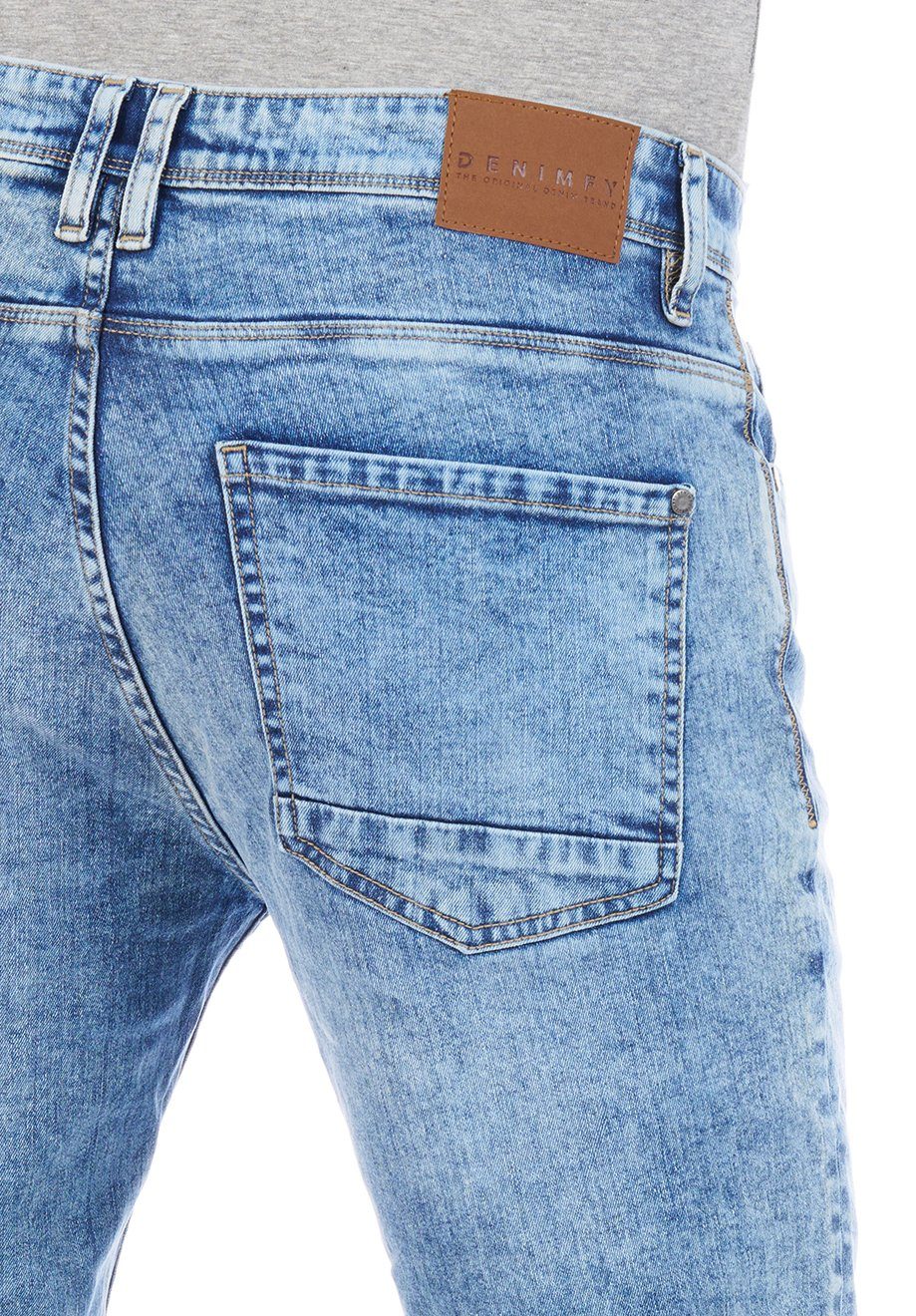 DENIMFY Straight-Jeans Herren Jeanshose Stretch Blue DFMiro Straight mit Fit Denim (L148) Jeanshose Light