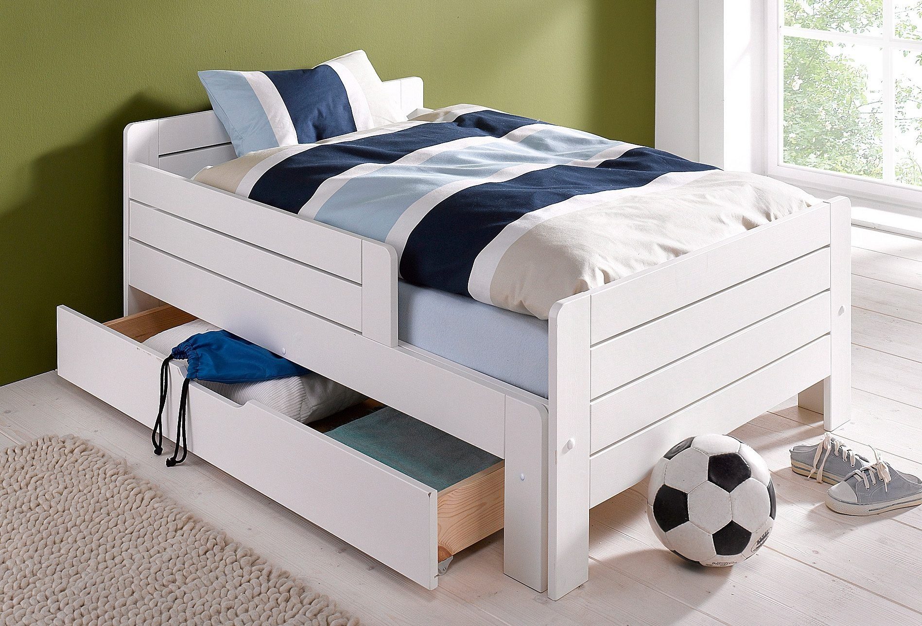 OTTO home Funktionsbett "LOTTE " Bestseller! Kinderbett mit Rausfallschutz, Schublade optional, Mitwachsend, FSC® zertifiziertes Massivholz