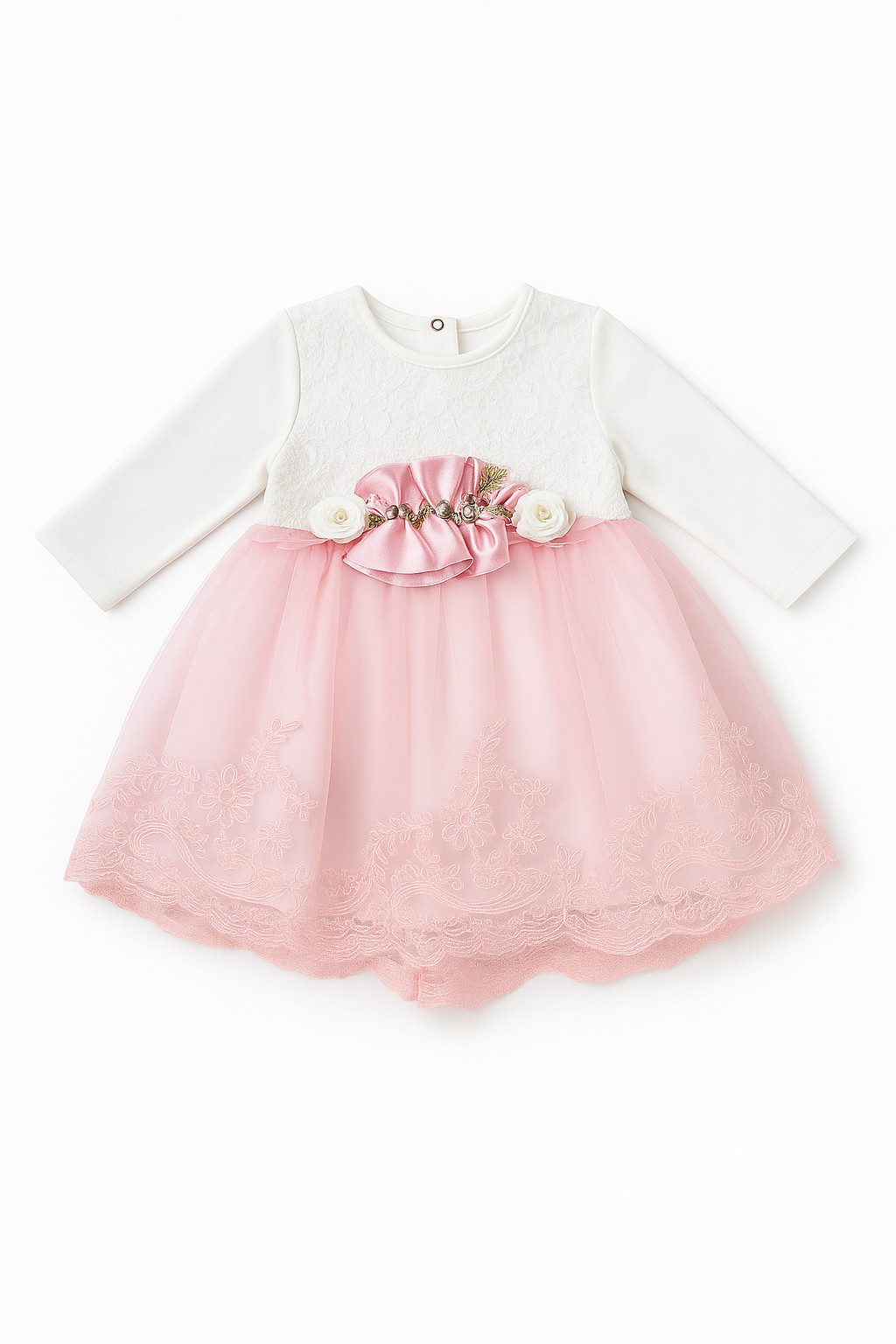 Lorey Medtec Taufkleid Prinzessin Kleid, Mädchen Kleid, Fest Kleid, 100% Baumwolle, Rosa Spitze, Tüll