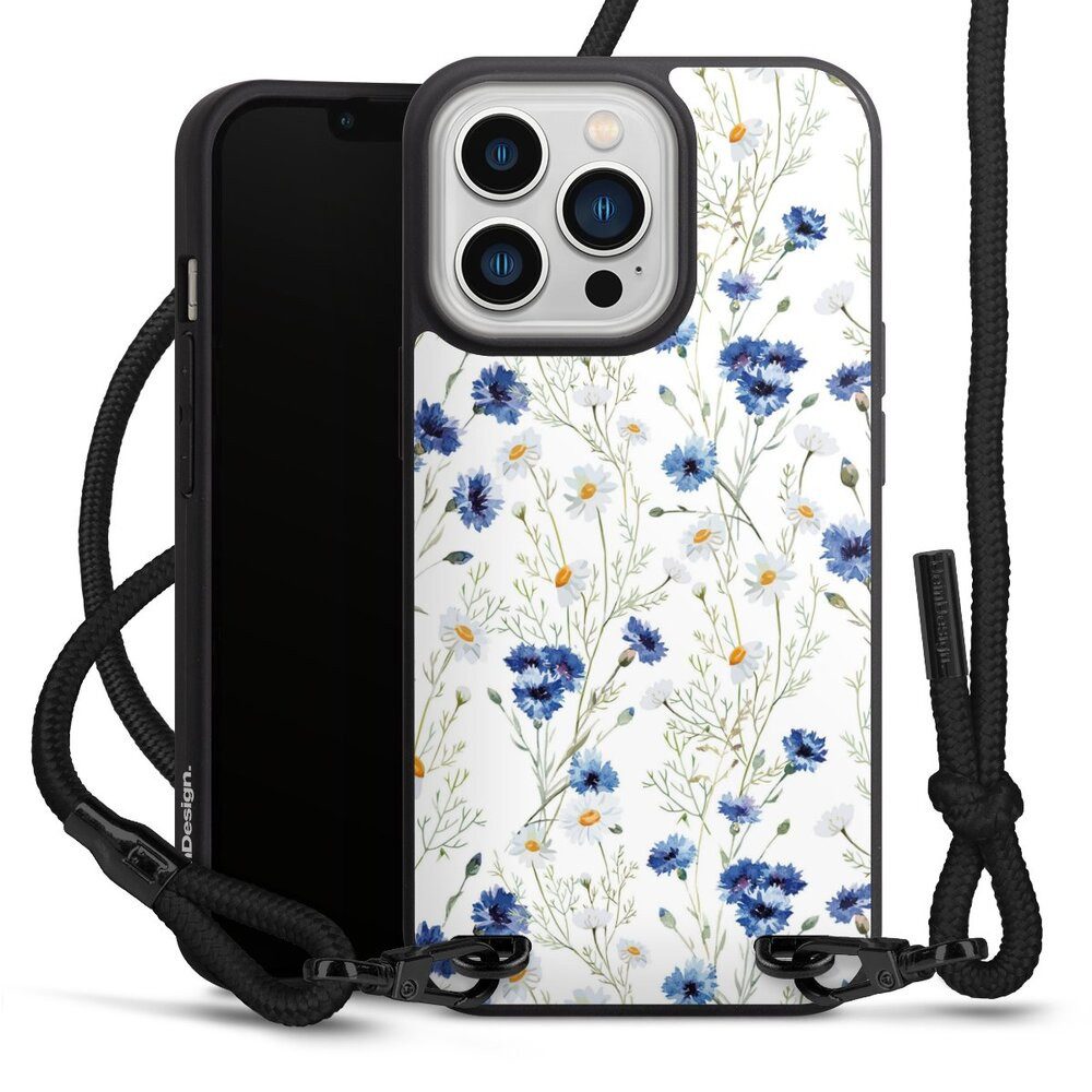 DeinDesign Handyhülle Muster Blume Blumen Flower Pattern 6, Apple iPhone 13 Pro Premium Handykette Hülle mit Band Cover mit Kette