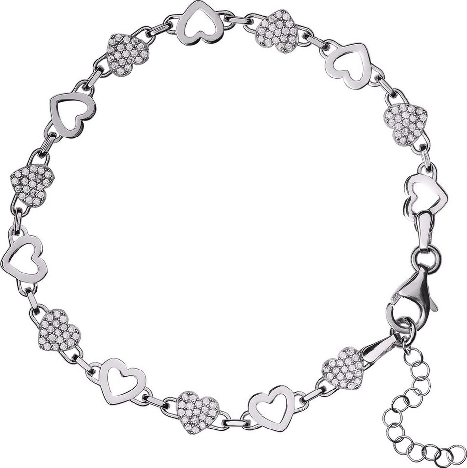 SilberDream Silberarmband SilberDream Damen Armband Zirkonia-Herzen (Armband),  Damen Armband (Herzen) ca. 19cm - 21,5cm, 925 Sterling Silber, Farbe: