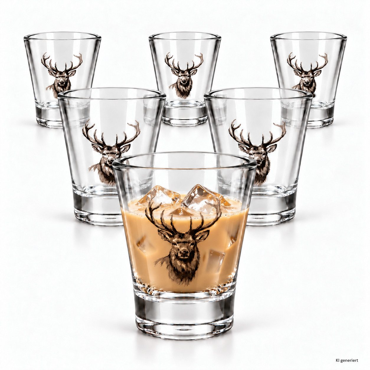 MamboCat Schnapsglas 6x Alois Schnapsgläser 2cl 4cl Hirsch Stamper Espresso Shot Likör Glas, Glas