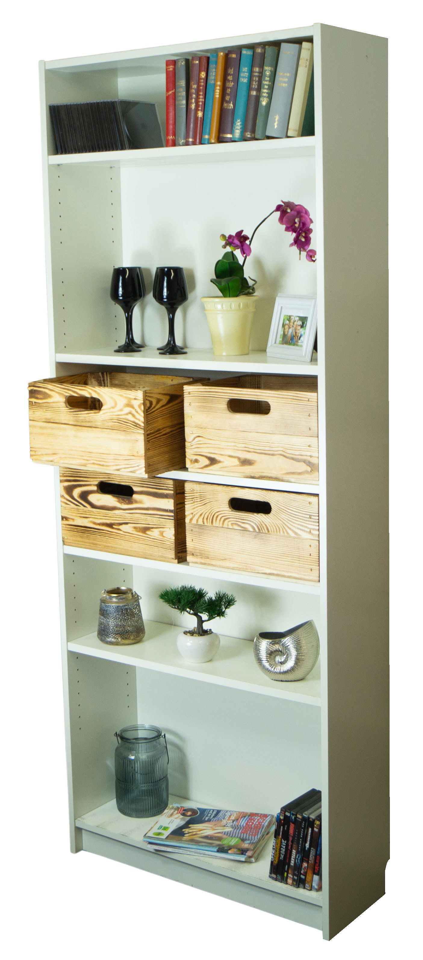 Kistenkolli Altes Land Allzweckkiste Holzkiste in geflammt kleine Einschubkiste Schublade passend für Billy (Spar-Set)