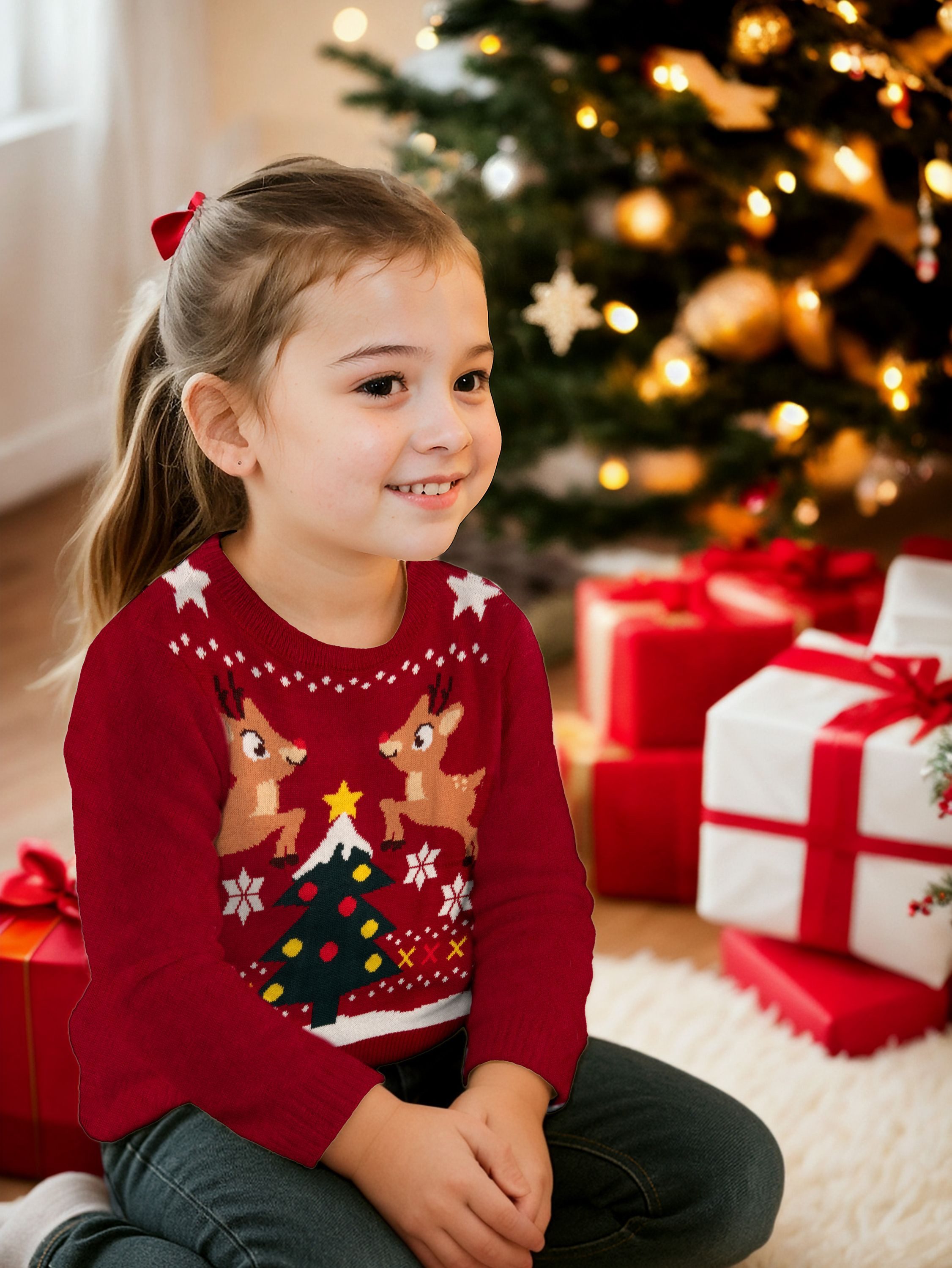 United Labels® Weihnachtspullover Rentiere - Ugly Sweater für Kinder