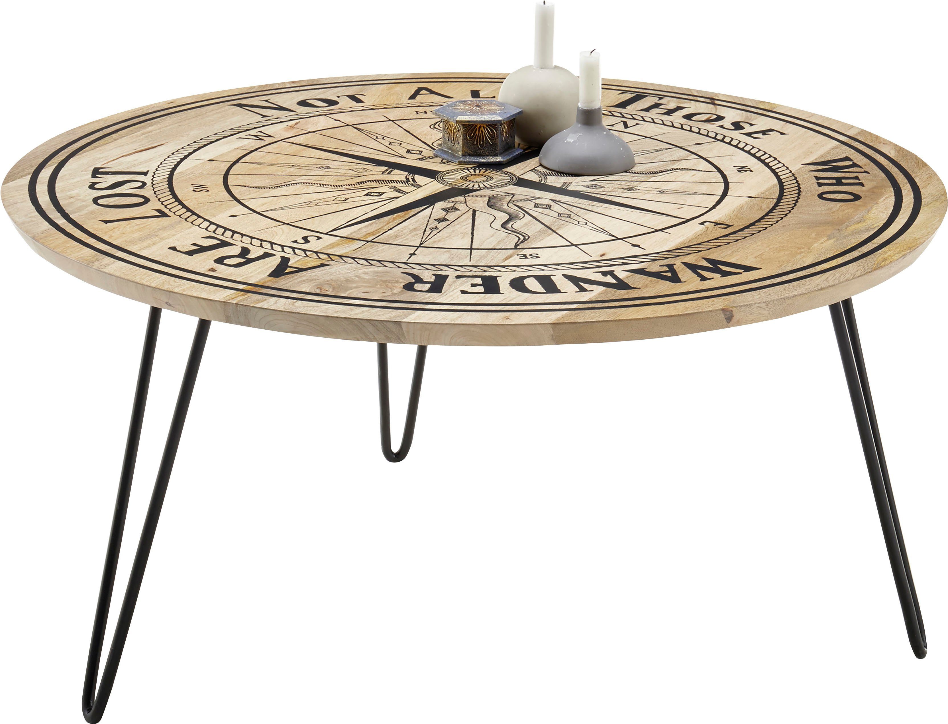 MCA furniture Couchtisch »Nevis«, Tisch in Massivholz Akazie Natur lackiert mit Kompassmotiv-Otto