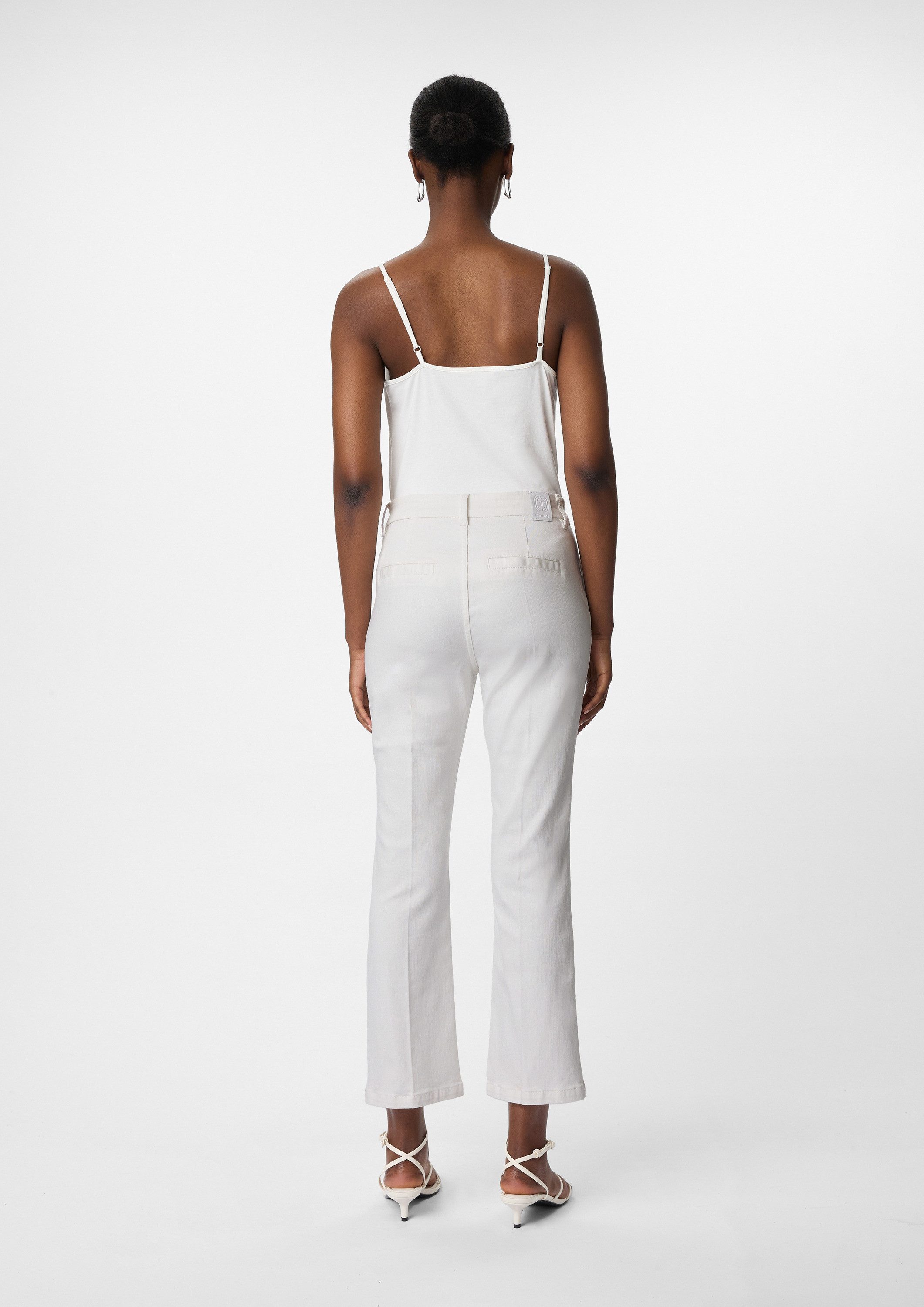 comma 7/8-Hose Hose Weiße Crop-Jeans mit Flared Leg