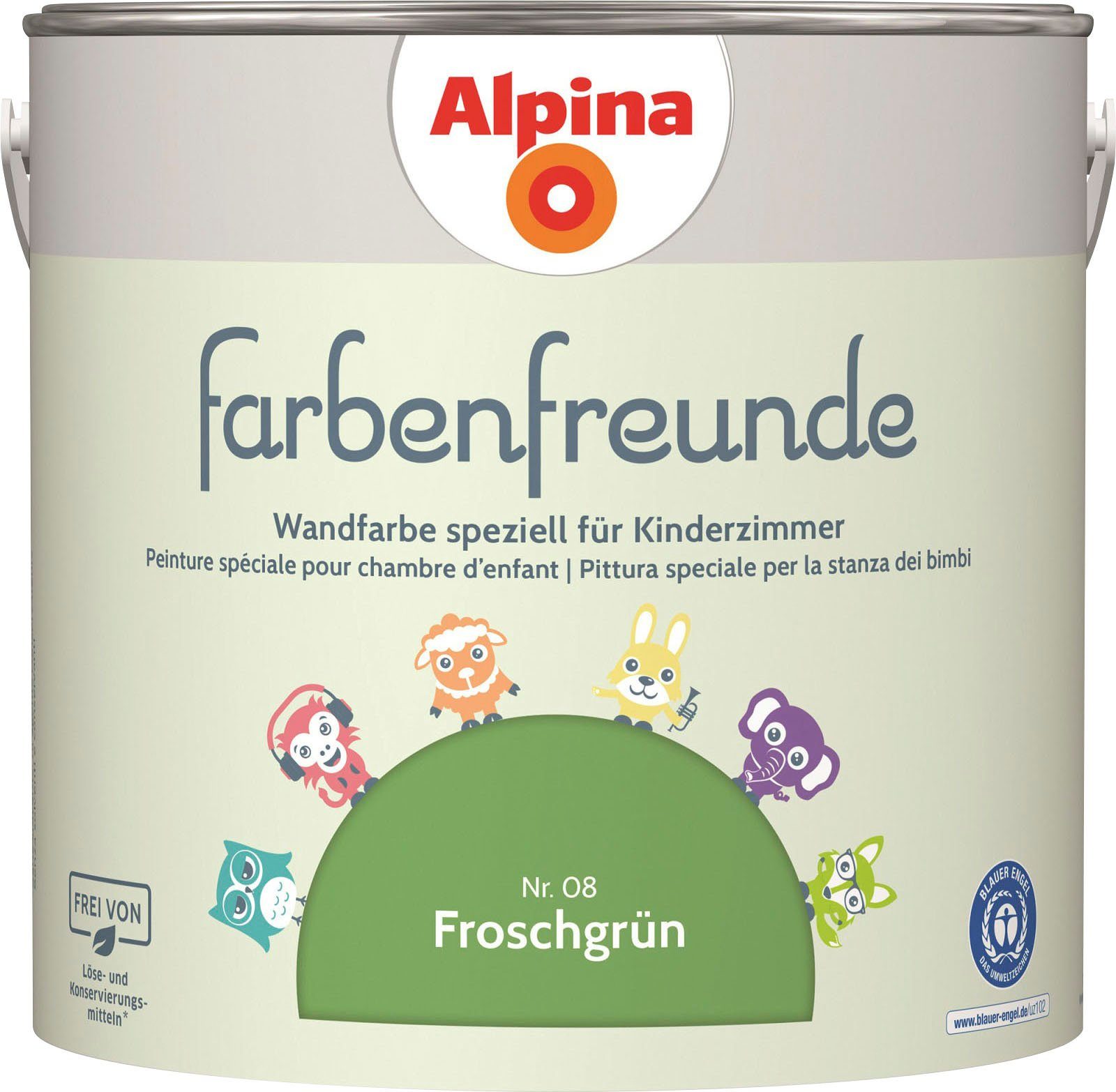 Alpina Wandfarbe farbenfreunde, für Kinderzimmer, matt, Liter Froschgrün 2,5