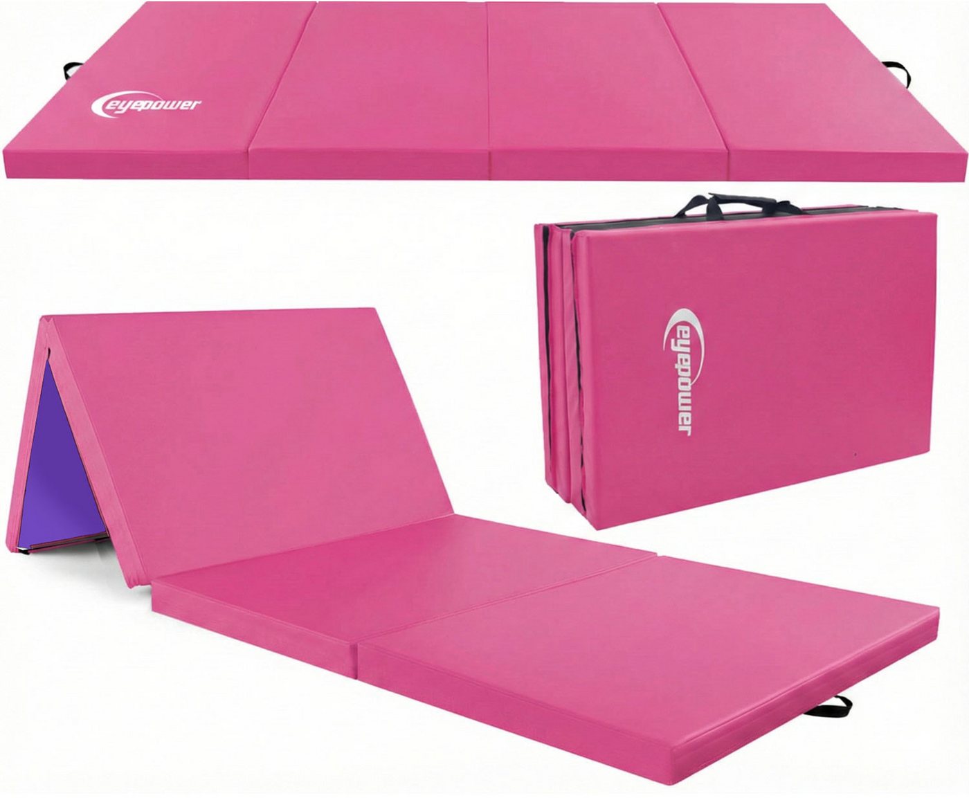 eyepower Weichbodenmatte 180 x 60 x 5 cm - XL Turnmatte für Zuhause - Faltbare Gymnastikmatte (1-St), Bodenturnmatte - Klappbare Fitnessmatte - Fallschutzmatte für Kinder
