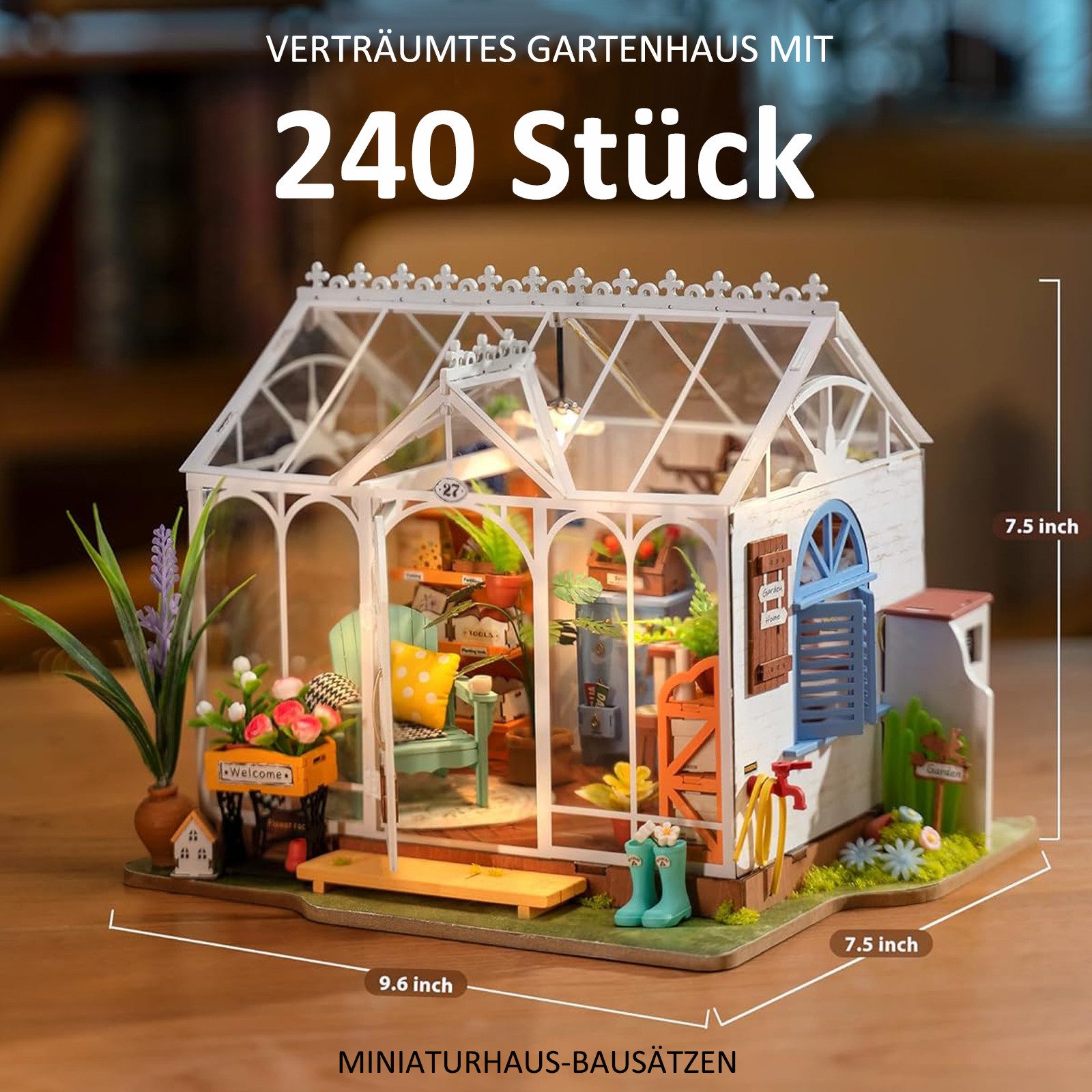 Esun 3D-Puzzle Miniatur Haus Gewächshaus Holz, günstig online kaufen