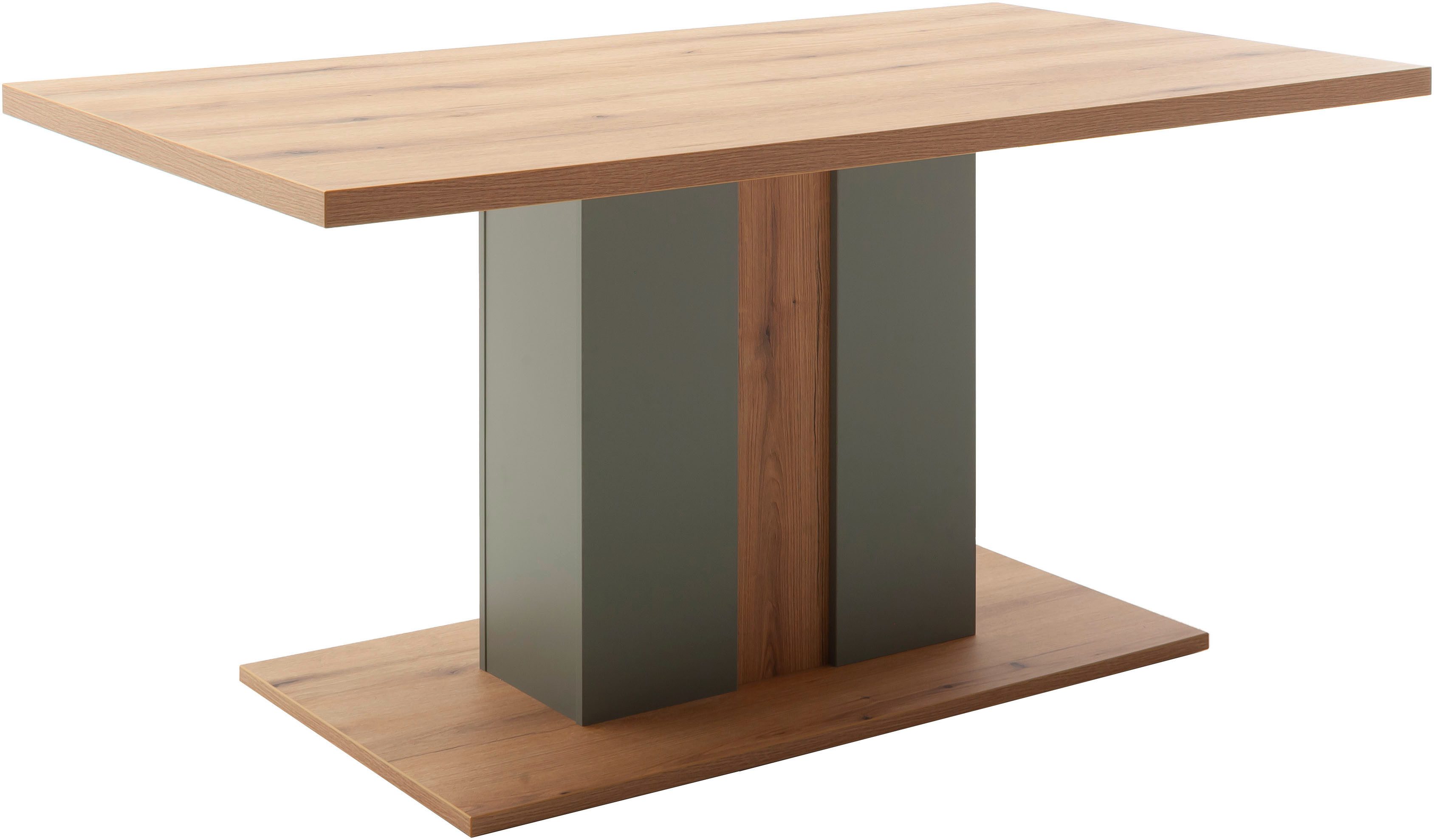 MCA furniture Esstisch Moniz Säulenesstisch mit Bodenplatte (1-St), Tisch, Eiche, Salbeigrün,belastbar 50kg, Breite 160cm,4-6 Personen
